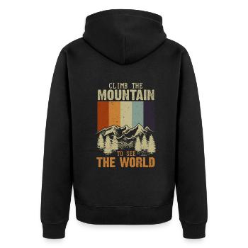 Grimpez la montagne pour voir le monde - Veste à capuche bio Premium Unisexe - noir - Dos - Nico (187cm)