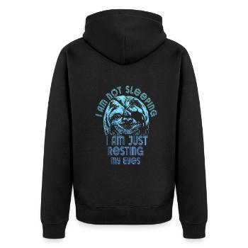 Je ne dors pas, je repose juste mes yeux - Veste à capuche bio Premium Unisexe - noir - Dos - Nico (187cm)