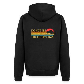 Streicheln Sie nicht die flauschigen Kühe - Unisex Premium Bio Zip Hoodie - Schwarz - Hinten - Nico (187cm)