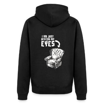 I'm Not Sleeping I'm Just Resting My Eyes - Unisex Premium Organic Zip Hoodie - black - Back - Nico (187cm)