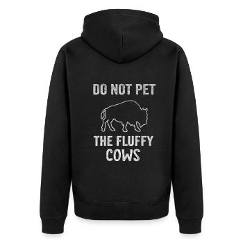 Streicheln Sie nicht die flauschigen Kühe - Unisex Premium Bio Zip Hoodie - Schwarz - Hinten - Nico (187cm)