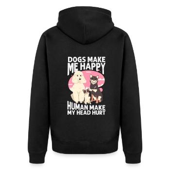 Les chiens me rendent heureux humain me font mal à la tête Doglove - Veste à capuche bio Premium Unisexe - noir - Dos - Nico (187cm)