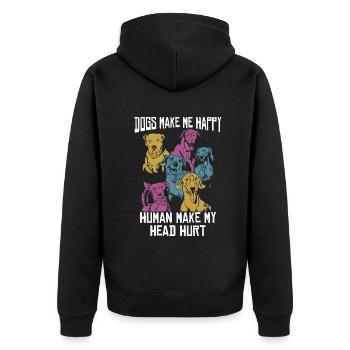 Les chiens me rendent heureux humain me font mal à la tête Doglove - Veste à capuche bio Premium Unisexe - noir - Dos - Nico (187cm)