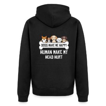 Hunde machen mich glücklich Mensch machen meinen Kopf verletzt Hundeliebe - Unisex Premium Bio Zip Hoodie - Schwarz - Hinten - Nico (187cm)