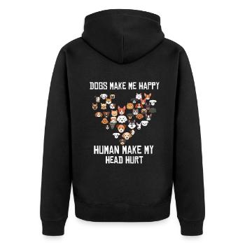 Les chiens me rendent heureux humain me font mal à la tête Doglove - Veste à capuche bio Premium Unisexe - noir - Dos - Nico (187cm)