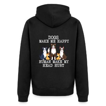 Les chiens me rendent heureux humain me font mal à la tête Doglove - Veste à capuche bio Premium Unisexe - noir - Dos - Nico (187cm)