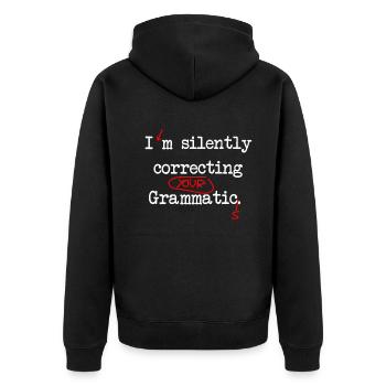 Je corrige silencieusement vos grammagrammes - Veste à capuche bio Premium Unisexe - noir - Dos - Nico (187cm)