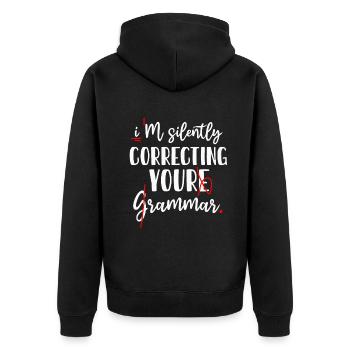 Je corrige silencieusement votre grammaire - Veste à capuche bio Premium Unisexe - noir - Dos - Nico (187cm)