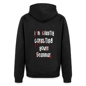 Je corrige silencieusement votre grammaire - Veste à capuche bio Premium Unisexe - noir - Dos - Nico (187cm)