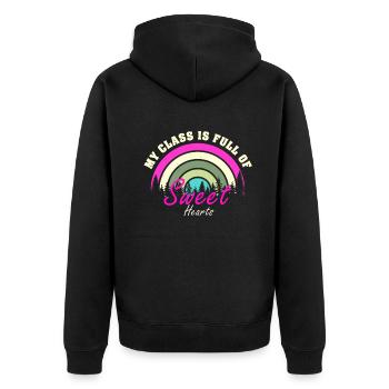 Meine Klasse ist voller Lieblinge - Unisex Premium Bio Zip Hoodie - Schwarz - Hinten - Nico (187cm)