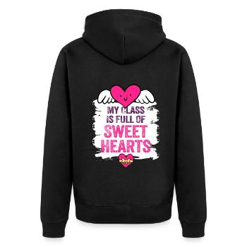 Meine Klasse ist voller Lieblinge - Unisex Premium Bio Zip Hoodie - Schwarz - Hinten - Nico (187cm)