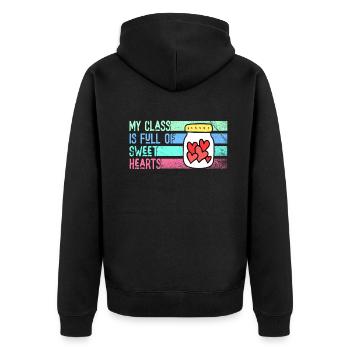 Meine Klasse ist voller Lieblinge - Unisex Premium Bio Zip Hoodie - Schwarz - Hinten - Nico (187cm)