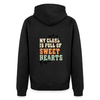 Meine Klasse ist voller Lieblinge - Unisex Premium Bio Zip Hoodie - Schwarz - Hinten - Nico (187cm)