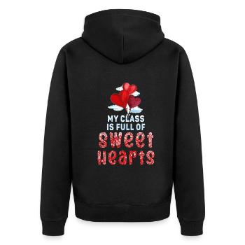 Meine Klasse ist voller Lieblinge - Unisex Premium Bio Zip Hoodie - Schwarz - Hinten - Nico (187cm)