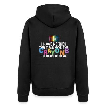 Ich habe nicht die Zeit oder die Buntstifte - Unisex Premium Bio Zip Hoodie - Schwarz - Hinten - Nico (187cm)