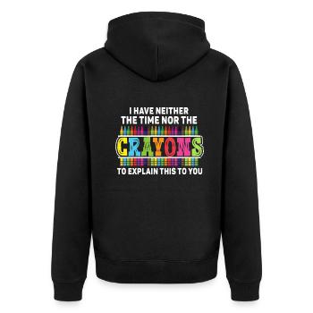 Ich habe nicht die Zeit oder die Buntstifte - Unisex Premium Bio Zip Hoodie - Schwarz - Hinten - Nico (187cm)