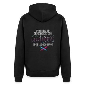Ich habe nicht die Zeit oder die Buntstifte - Unisex Premium Bio Zip Hoodie - Schwarz - Hinten - Nico (187cm)