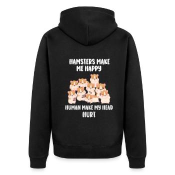Les hamsters me rendent heureux humain me font mal à la tête - Veste à capuche bio Premium Unisexe - noir - Dos - Nico (187cm)