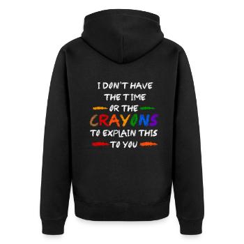 Ich habe nicht die Zeit oder die Buntstifte - Unisex Premium Bio Zip Hoodie - Schwarz - Hinten - Nico (187cm)