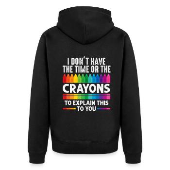 Ich habe nicht die Zeit oder die Buntstifte - Unisex Premium Bio Zip Hoodie - Schwarz - Hinten - Nico (187cm)