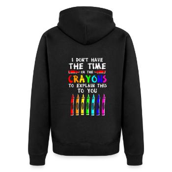 Ich habe weder die Zeit noch die Buntstifte - Unisex Premium Bio Zip Hoodie - Schwarz - Hinten - Nico (187cm)