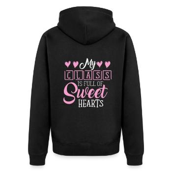 Meine Klasse ist voller Schatz - Unisex Premium Bio Zip Hoodie - Schwarz - Hinten - Nico (187cm)