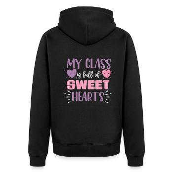Meine Klasse ist voller Lieblinge - Unisex Premium Bio Zip Hoodie - Schwarz - Hinten - Nico (187cm)