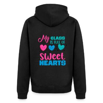 Meine Klasse ist voller Schatz - Unisex Premium Bio Zip Hoodie - Schwarz - Hinten - Nico (187cm)