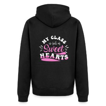 Meine Klasse ist voller Schatz - Unisex Premium Bio Zip Hoodie - Schwarz - Hinten - Nico (187cm)