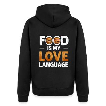Food Is My Love Language - Unisex Premium Organic Zip Hoodie - black - Back - Nico (187cm)