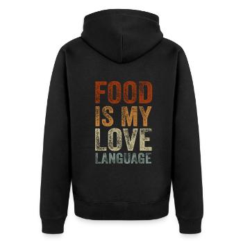 Food Is My Love Language - Unisex Premium Organic Zip Hoodie - black - Back - Nico (187cm)