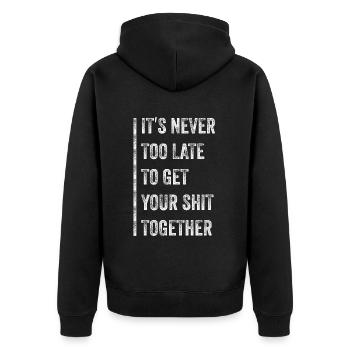 Positive Inspiration Männer Frauen Lustige Motivation - Unisex Premium Bio Zip Hoodie - Schwarz - Hinten - Nico (187cm)