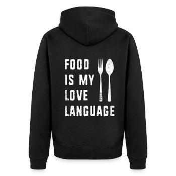 Food Is My Love Language - Unisex Premium Organic Zip Hoodie - black - Back - Nico (187cm)