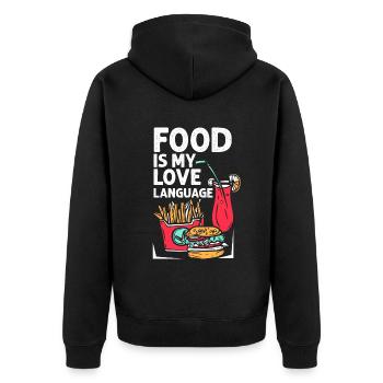 Food Is My Love Language - Unisex Premium Organic Zip Hoodie - black - Back - Nico (187cm)
