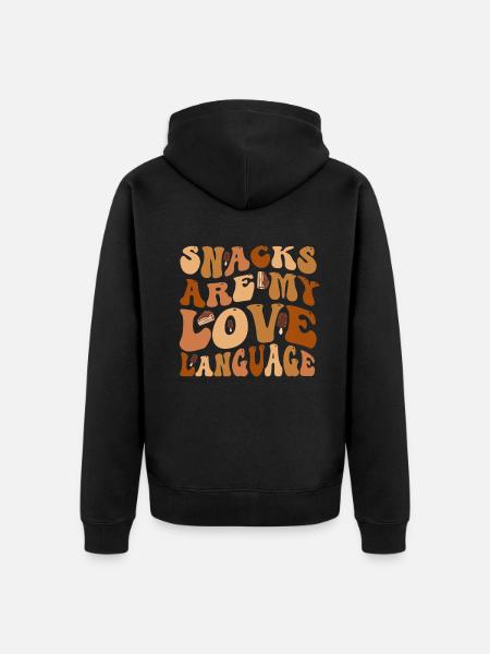Snacks sind meine Liebessprache - Unisex Premium Bio Zip Hoodie - Schwarz