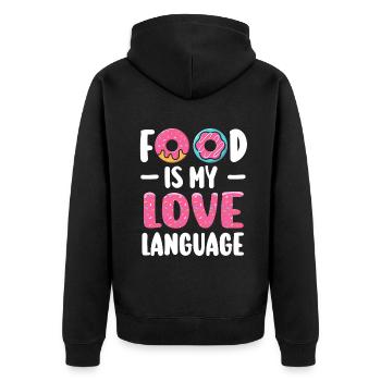 Food Is My Love Language - Unisex Premium Organic Zip Hoodie - black - Back - Nico (187cm)