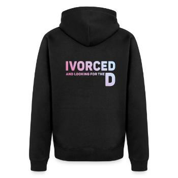 Ivorcé et à la recherche du t-shirt divorcé D - Veste à capuche bio Premium Unisexe - noir - Dos - Nico (187cm)