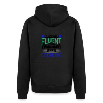 Häkelgeschenk Sprechen Sie fließend Häkelgeschenke - Unisex Premium Bio Zip Hoodie - Schwarz - Hinten - Nico (187cm)