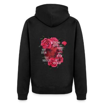 Anatomisches Herz und Blumen - Unisex Premium Bio Zip Hoodie - Schwarz - Hinten - Nico (187cm)