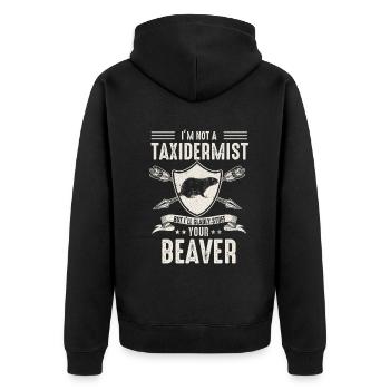 Ich bin kein Präparator Ich stopfe gerne Biber - Unisex Premium Bio Zip Hoodie - Schwarz - Hinten - Nico (187cm)