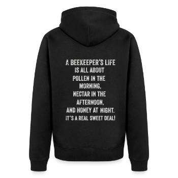 La vie des apiculteurs est une question de miel - Veste à capuche bio Premium Unisexe - noir - Dos - Nico (187cm)