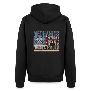 Les mécaniciens ne meurent jamais Passionné de voiture - Veste à capuche bio Premium Unisexe - noir - Dos - Nico (187cm)
