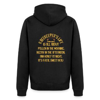 La vie des apiculteurs est une question de miel - Veste à capuche bio Premium Unisexe - noir - Dos - Nico (187cm)