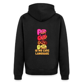 Food Is My Love Language - Unisex Premium Organic Zip Hoodie - black - Back - Nico (187cm)