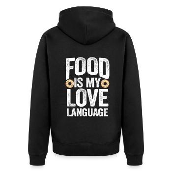 Food Is My Love Language - Unisex Premium Organic Zip Hoodie - black - Back - Nico (187cm)