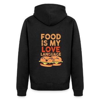 Food Is My Love Language - Unisex Premium Organic Zip Hoodie - black - Back - Nico (187cm)