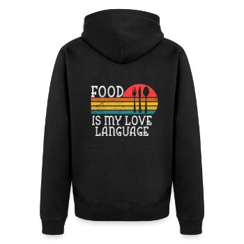 Food Is My Love Language - Unisex Premium Organic Zip Hoodie - black - Back - Nico (187cm)