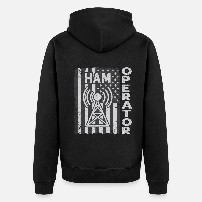 Opérateur de jambon Drapeau américain - Veste à capuche bio Premium Unisexe - noir