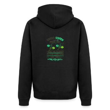 Point de croix Prrof J’ai la patience de poignarder - Veste à capuche bio Premium Unisexe - noir - Dos - Nico (187cm)