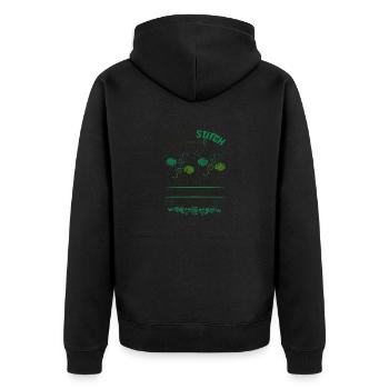 Kreuzstich Prroof Geduld, um etwas zu erstechen - Unisex Premium Bio Zip Hoodie - Schwarz - Hinten - Nico (187cm)